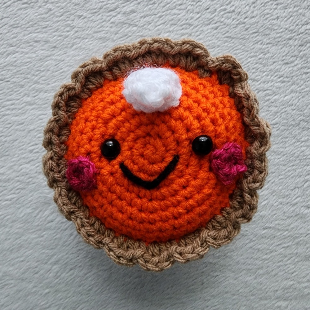 Crochet Pumpkin Pie Plush Orange‎ Amigurumi Thanksgiving Decor Fall Handmade
